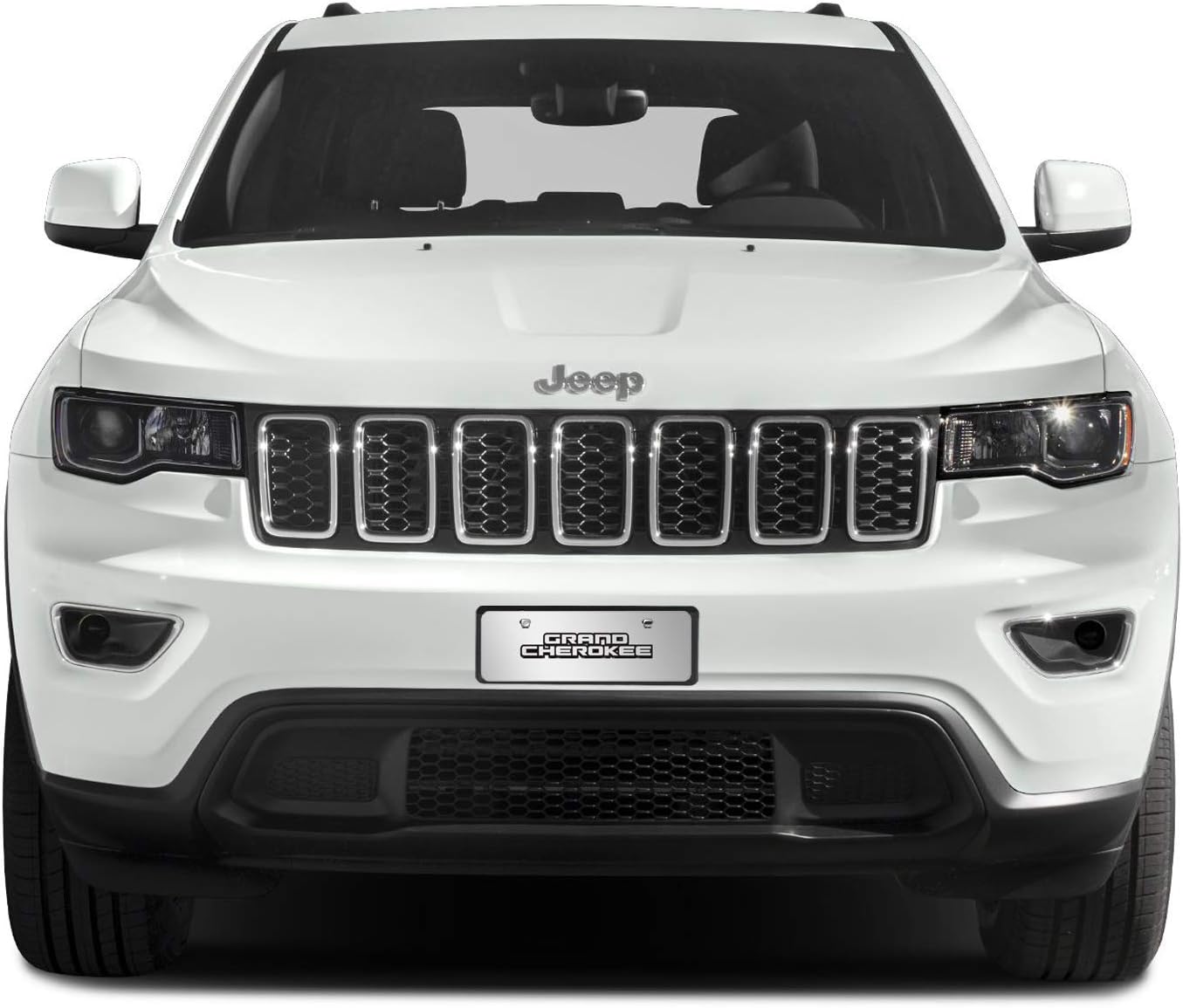 iPick Image for Jeep Grand Cherokee 3D Logo 12" x 4.25" European Look Chrome Half-Size Stainless Steel License Plate - Official Licensed