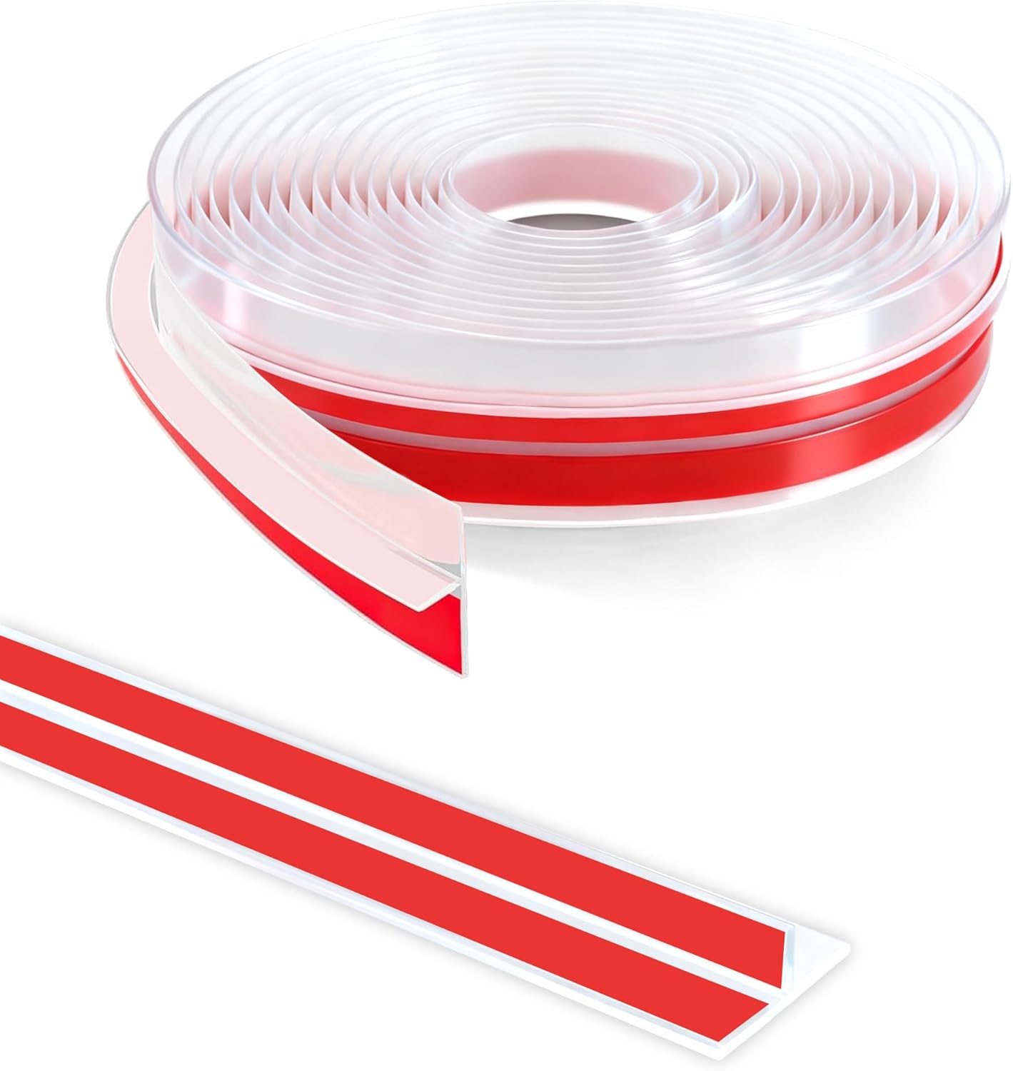 TAROSE 20Ft T-Shaped Door Draft Stopper, Silicone Weather Stripping Seal Tape for Doors and Windows - Clear, 1.38" Wide (35mm)