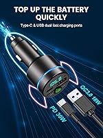 Vista 3 de Transmisor FM para automóvil Bluetooth 5.3, [Todo Metal] PD 30 W y QC3.0 18 W cargador rápido para automóvil, Kit de radio FM inalámbrica adaptador