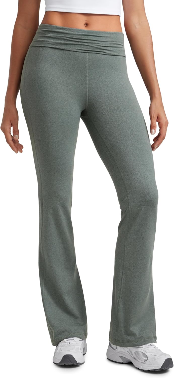 CRZ YOGA Womens Cloud Jersey Foldover Waist Flare Pants 31" - Yoga High Waisted Bootcut Lounge Casual