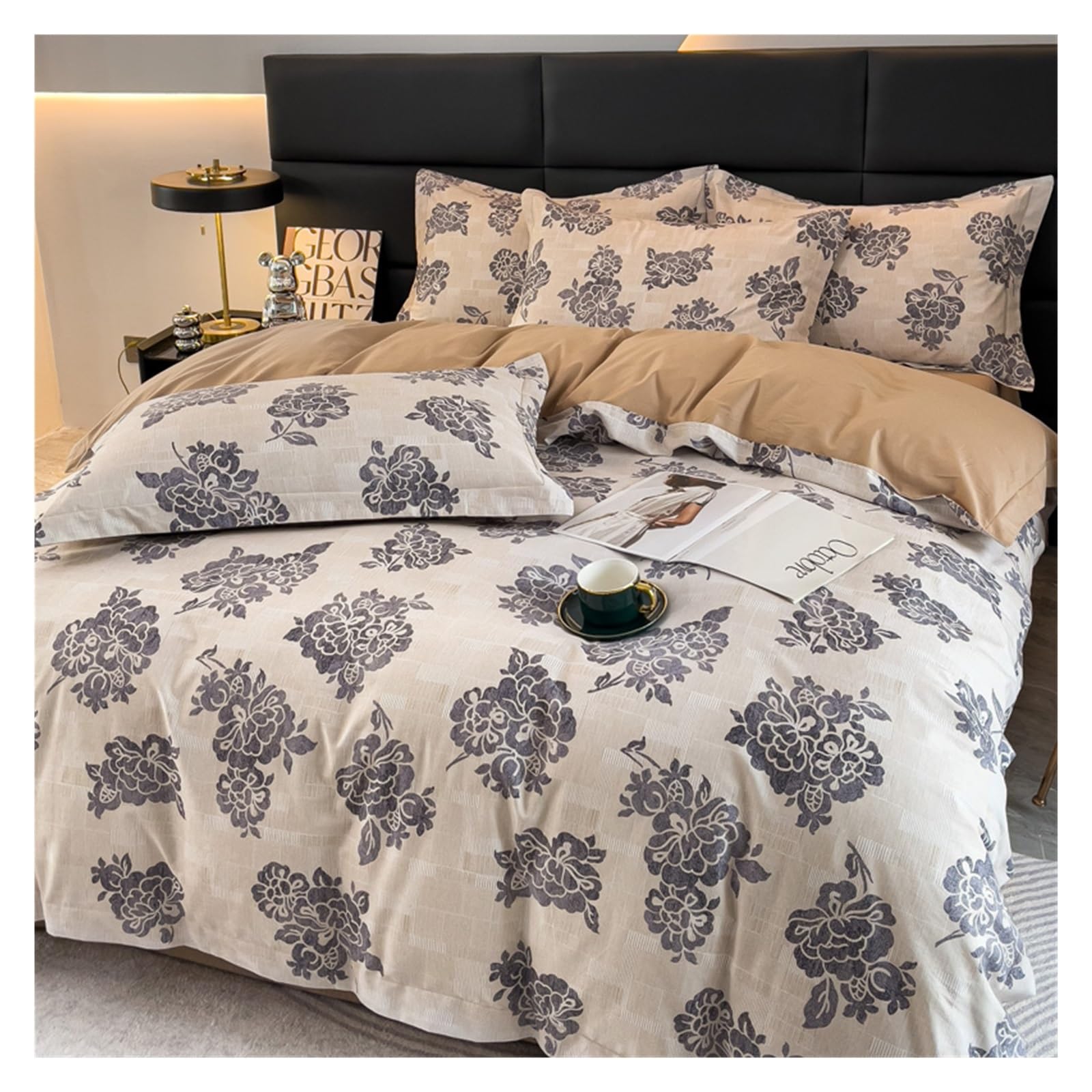Housse de couette 100% coton floral de qualité supérieure pour lit 2 personnes