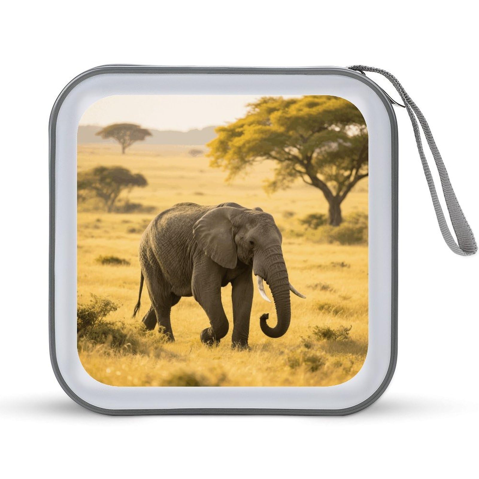 VstaDank Elephant DVD Case With Zipper Portable CD Case Hardshell DVD VCD Binder Storage Box EVA Protective Blu-ray Wallet 40 Capacity CD Wallet Movie Music Media Disc Wallets