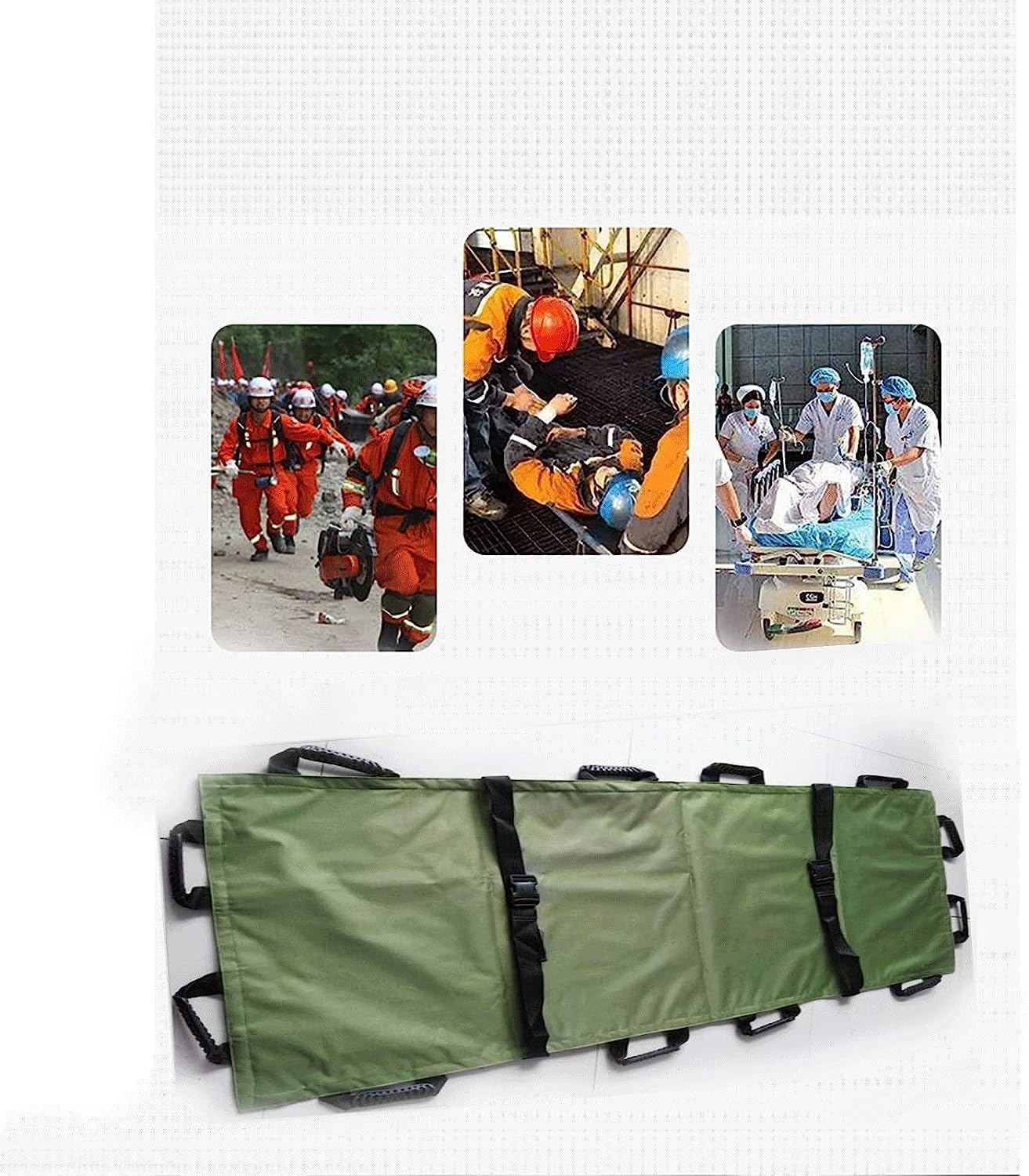 Barella pieghevole con 8 manici, per soccorso di emergenza, per ospedale, clinica, casa e luoghi sportivi