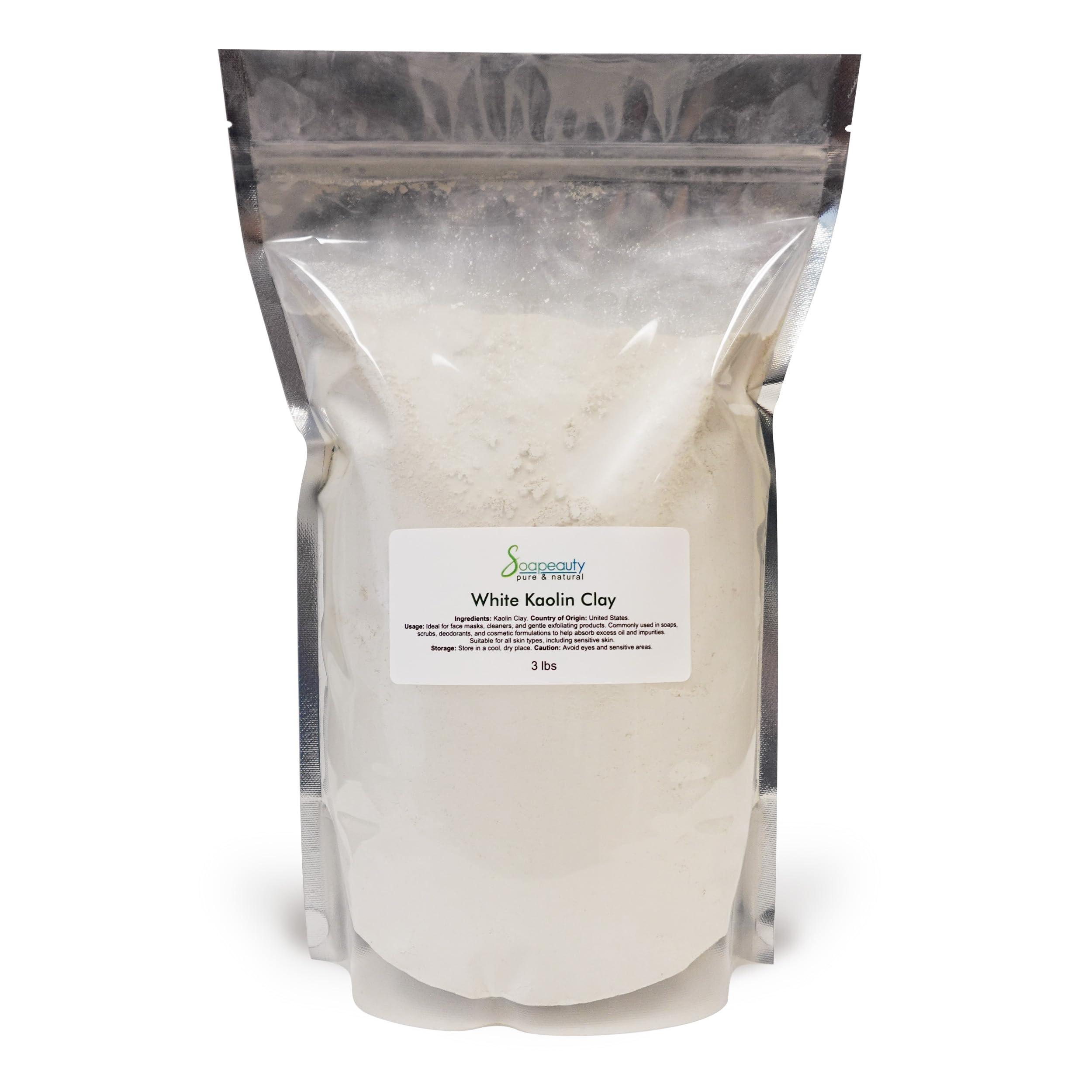 Soapeauty WHITE KAOLIN CLAY Powder | Cosmetic Grade 100% Natural | Facials, Face Mask, Soap Making, Bath Bomb | aka White Clay Powder, China Clay
