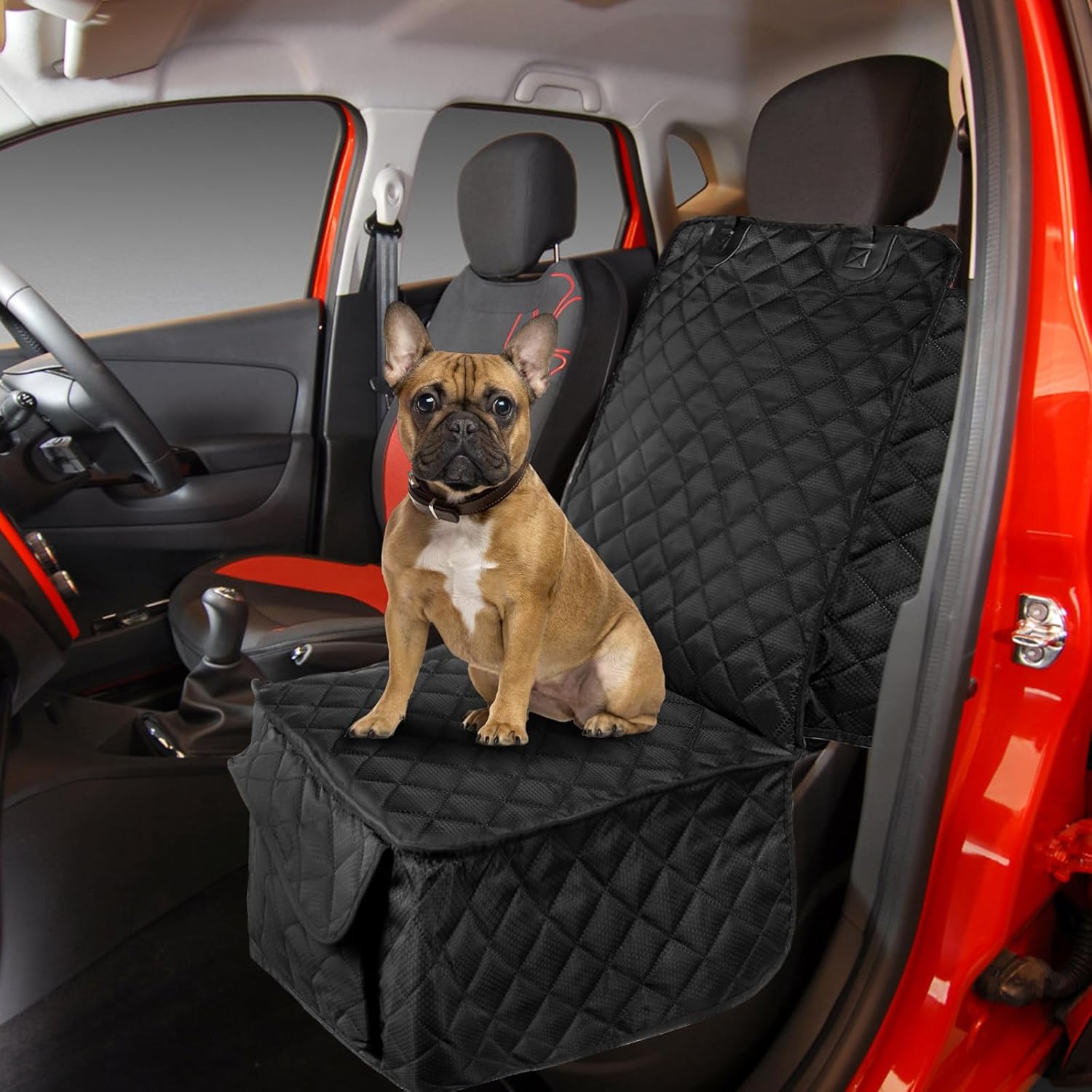 Fasmov 2 Pack Front Dog Car Seat Cover, Full Protection Dog Car Seat Cover with Side Flaps, Nonslip Pet Seat Covers with Elastic Bottom, Waterproof Car Seat Covers Fits for Cars, Trucks, SUVs