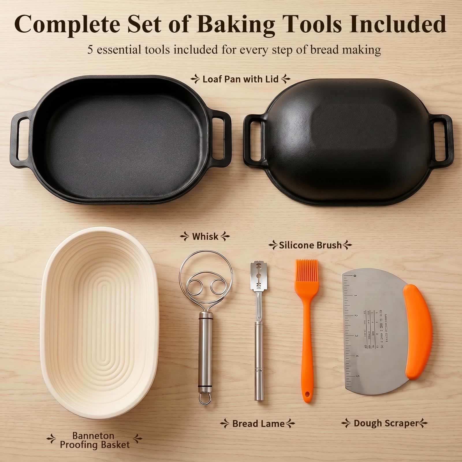 QuliMetal 40,5 × 25,4 cm Brotbackform mit Sauerteig-Brotback-Set, ovaler Sauerteig-Brottopf mit Deckel, vorgebrannt, 9,0L, Strapazierfähig, Hausgemachte Brotherstellung, Antihaftbeschichtet