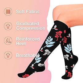 4 Pairs Compression Socks for Women Circulation-Best Support for Nurses,Running,Athletic,Travel L-XL