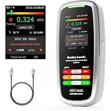 HOUND-2070 Radon Detector for Home, Tempertaure & Humidity Display, 504 Days Data Storage for Long-Term Monitoring, Rechargeable, 3-in-1 Portable Radon Tester for Basement, pCi/L or Bq/m3