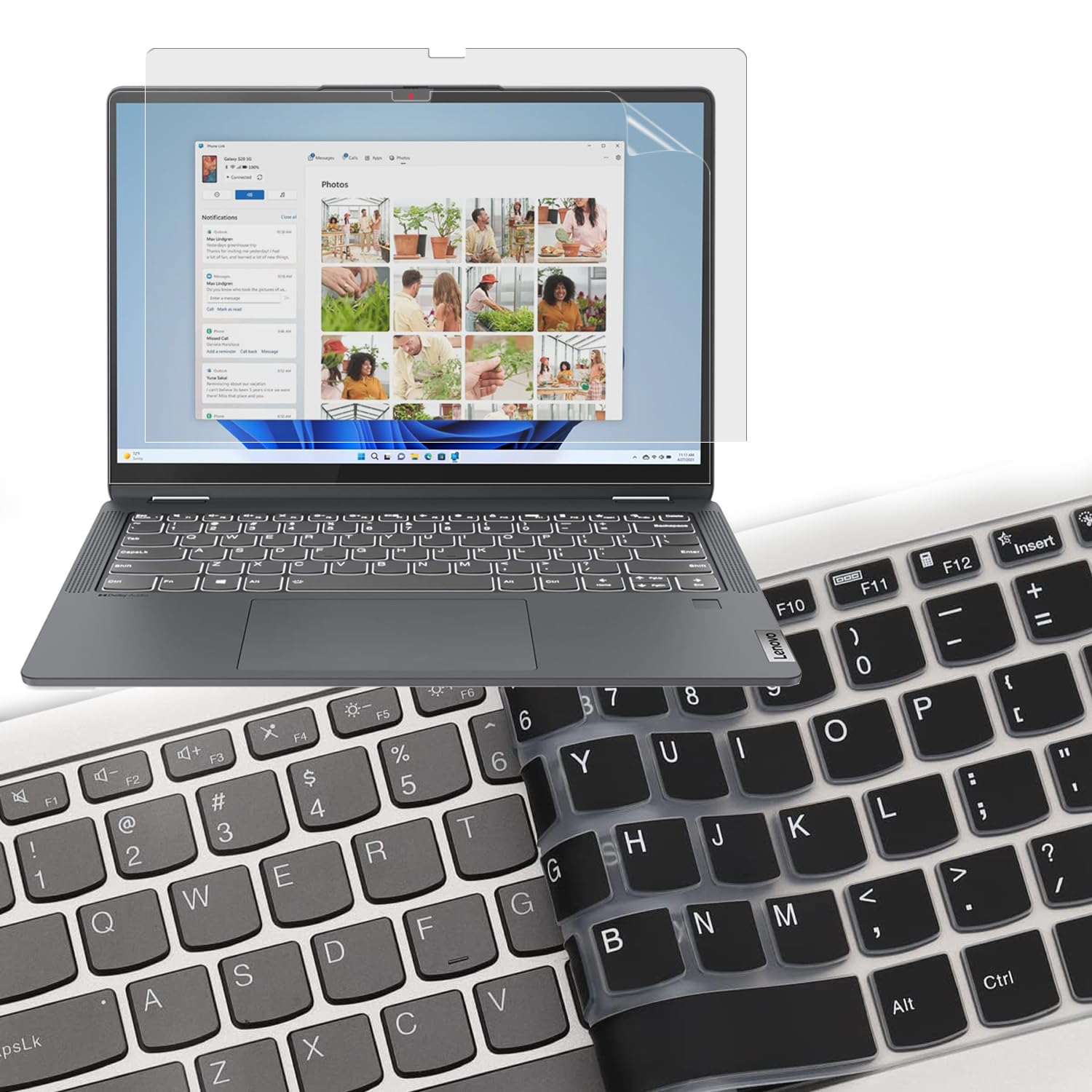 2 Pack Anti Glare Screen Protector & Keyboard Cover for Lenovo Ideapad Flex 5 / Ideapad Flex 5i 14 2-in-1 Touchscreen Laptop,（14 inch）Anti Fingerprint