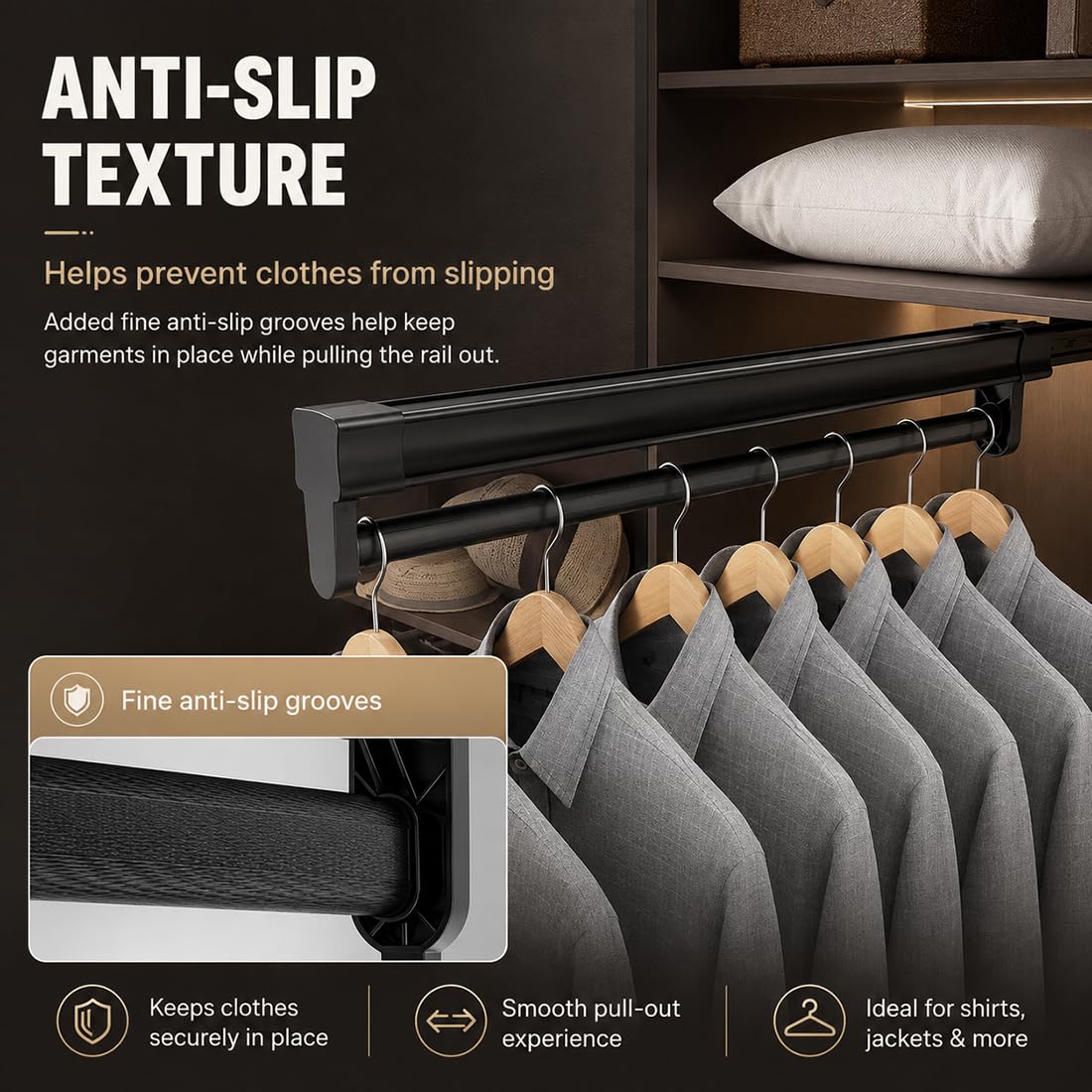 Tringle de Penderie Coulissante et Extensible en Acier Porte-Vêtements