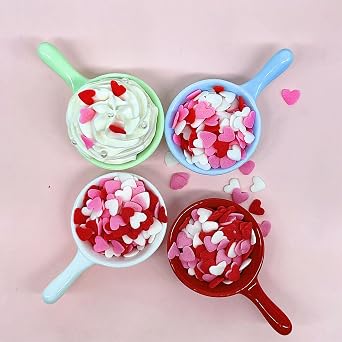 Valentines Sprinkles for Baking, Pink White and Red Heart Sprinkles for Cake Decorating, Valentine Sprinkles for Cookies, Cake, Cupcake, Ice Cream, Strawberries Toppings