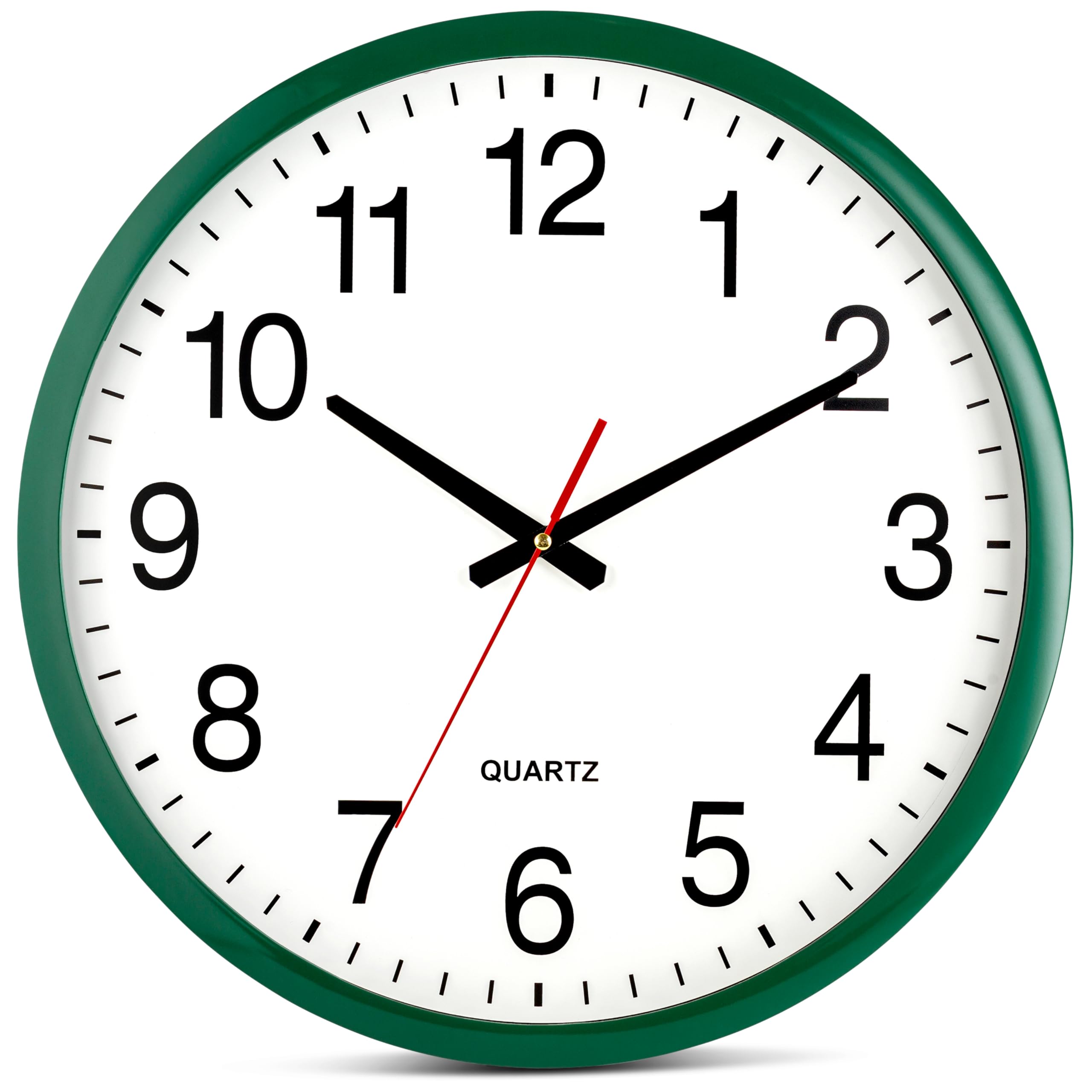 Bernhard Products Hunter Green Wall Clock Silent Non Ticking - XL 18 Inch Quality Quartz Battery Operated Round Easy to Read Home/Office/Classroom/School Clock