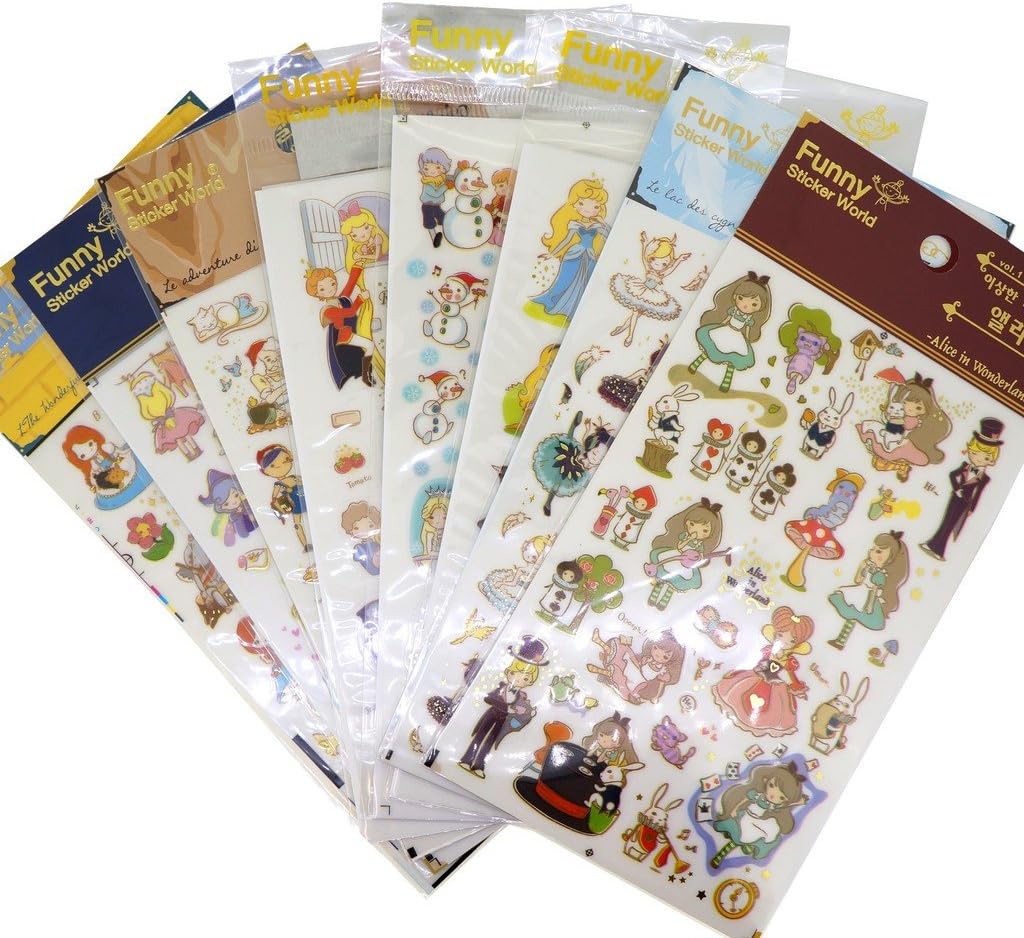 "FUNNY" Korean Lovable Cartoon Decorative Stickers - Princess (8 Different Sheets of Sticker)