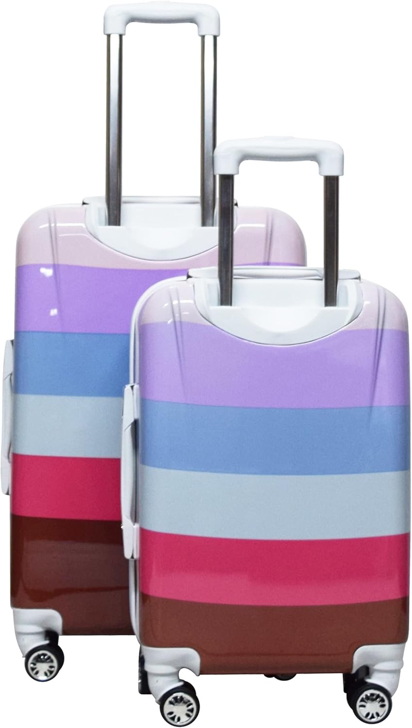 review Nicole Miller Luggage Rainbow Collection - 2 Piece Hardside Lightweight Spinner Suitcase Set - Travel Set includes 20-Inch Carry On and 24 inch Checked suitcases (Lavender)