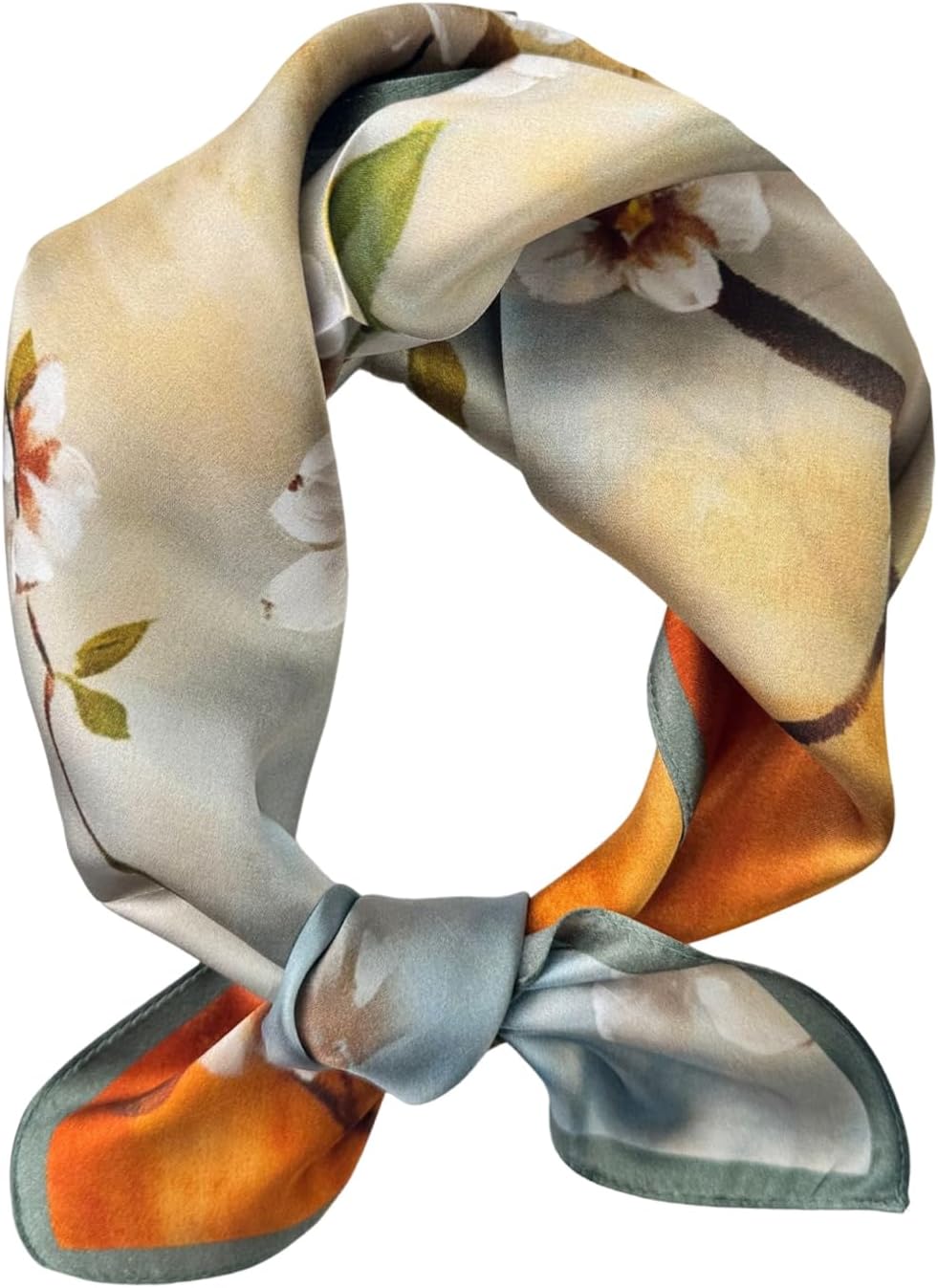 100% Mulberry Silk Neck Scarf - 21"x21" Small Printed Square Neckerchief Scarves for Women Gift Packed