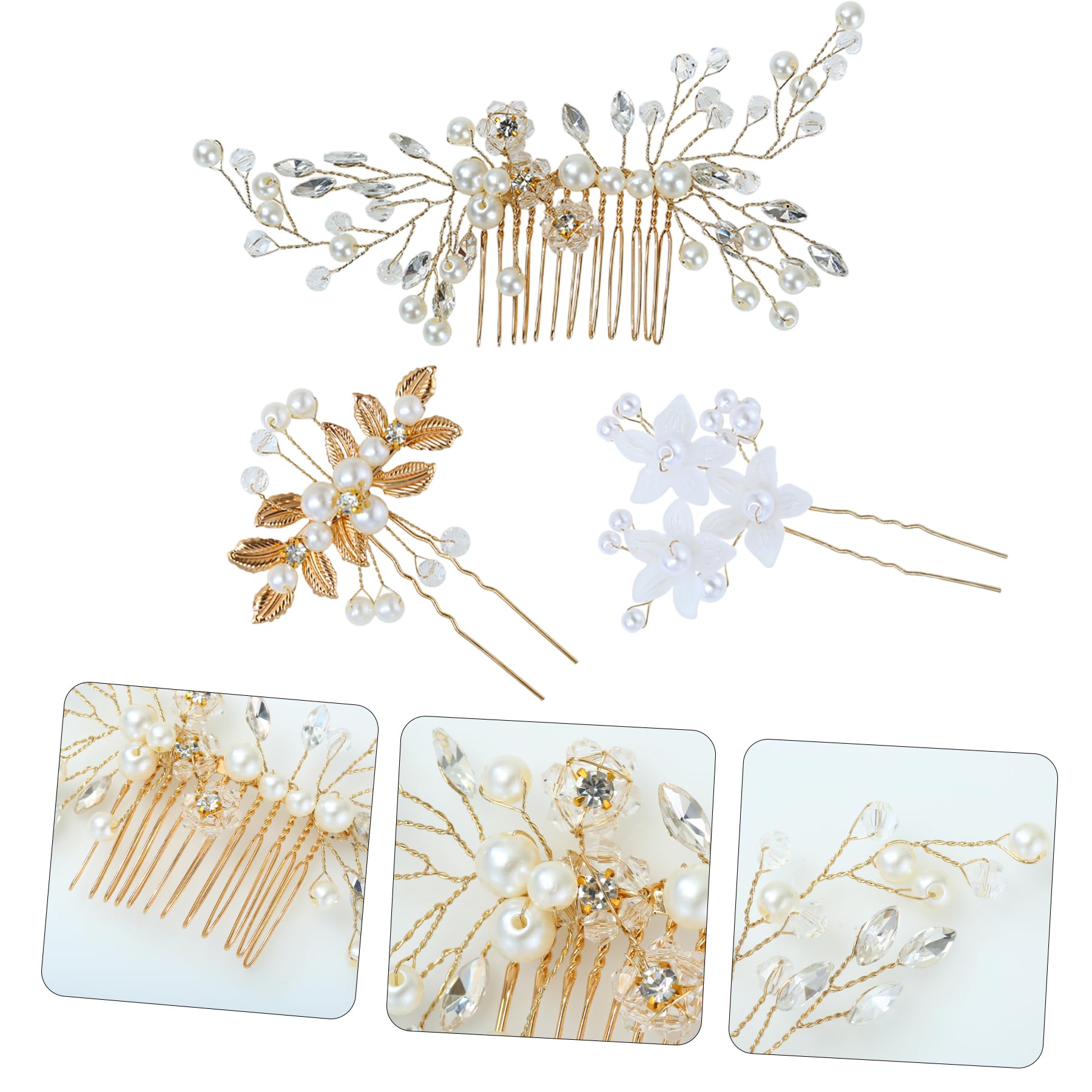 Umimiss 9pcs Bridesmaid Hair Accessories Gold/Silver -Bridal Hair Accessories,Wedding Hair Accessories,Silver Hair Accessories,Pearl Hair Accessories,Flower Hair Accessories,Hair Accessories For Women - Image 3