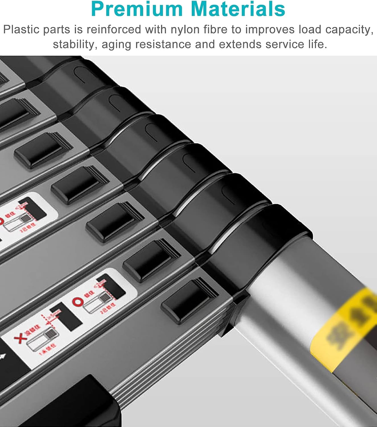 Telescoping Extension Ladder, Telescoping Ladder Single Straight Style Climb Telescoping Extendable Ladder, Emergency Use Home Inspector Aluminum Collapsible Ladder for Heavy Duty