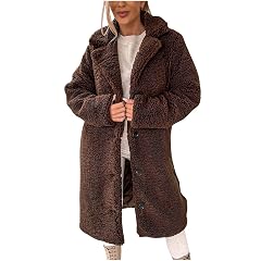 Winter Coat for Women Lapel Open Front Long Cardigan Jacket Warm Trench Tops Lapel Button Down Casual Outdoor