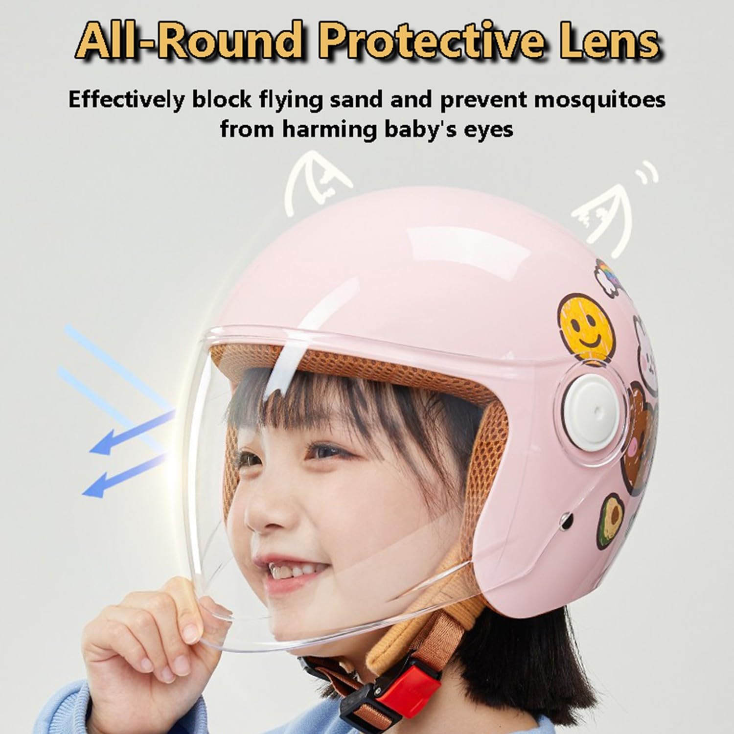 Casco de Moto para Niños Casco Medio Lindo Casco de Motocicleta de Cara Abierta Casco de Bicicleta Casco de Ciclomotor para Niño y Niña Niños de 4 a 12 Años N,53-54CM