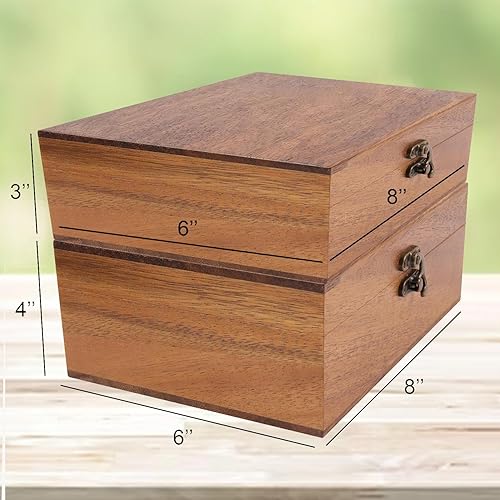 Miniatura 5 de Caja de madera personalizada de nogalpino, caja de madera de memoria familiar grabada personalizada, nogal grande con iniciales, cajas decorativas