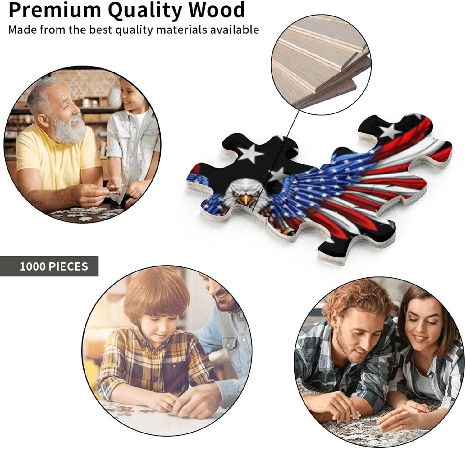 Firefighter The Thin Red Line American Eagle Jigsaw Puzzles for Adults 1000 Piece Puzzles for Adults and Children Wooden Educational Puzzles Gift Home Decoration