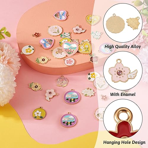 Vista 31 de Cheriswelry 30 dijes de aleación de cono de pino y ardilla, chapados en oro claro, con forma de cono de pino y ardilla, adornos colgantes de 0.47 a