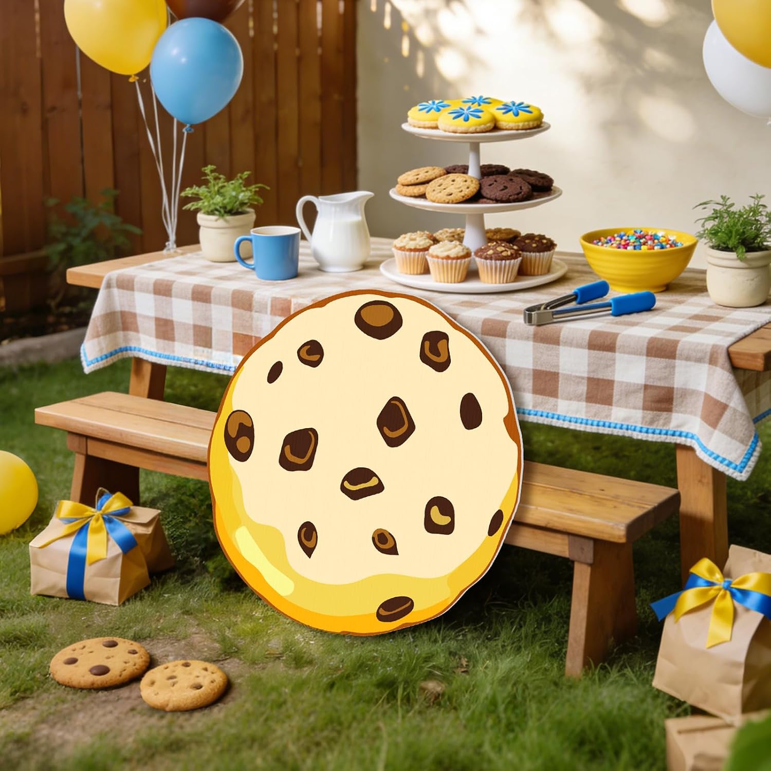 Large Cookie Cardboard Cutout Stand-up, Chocolate Chip Milk and Cookies Party Decorations 20 Inch Cartoon Photo Props Backdrops for Birthday Baby Shower Gender Reveal Party Supplies (One Cookie) image 5