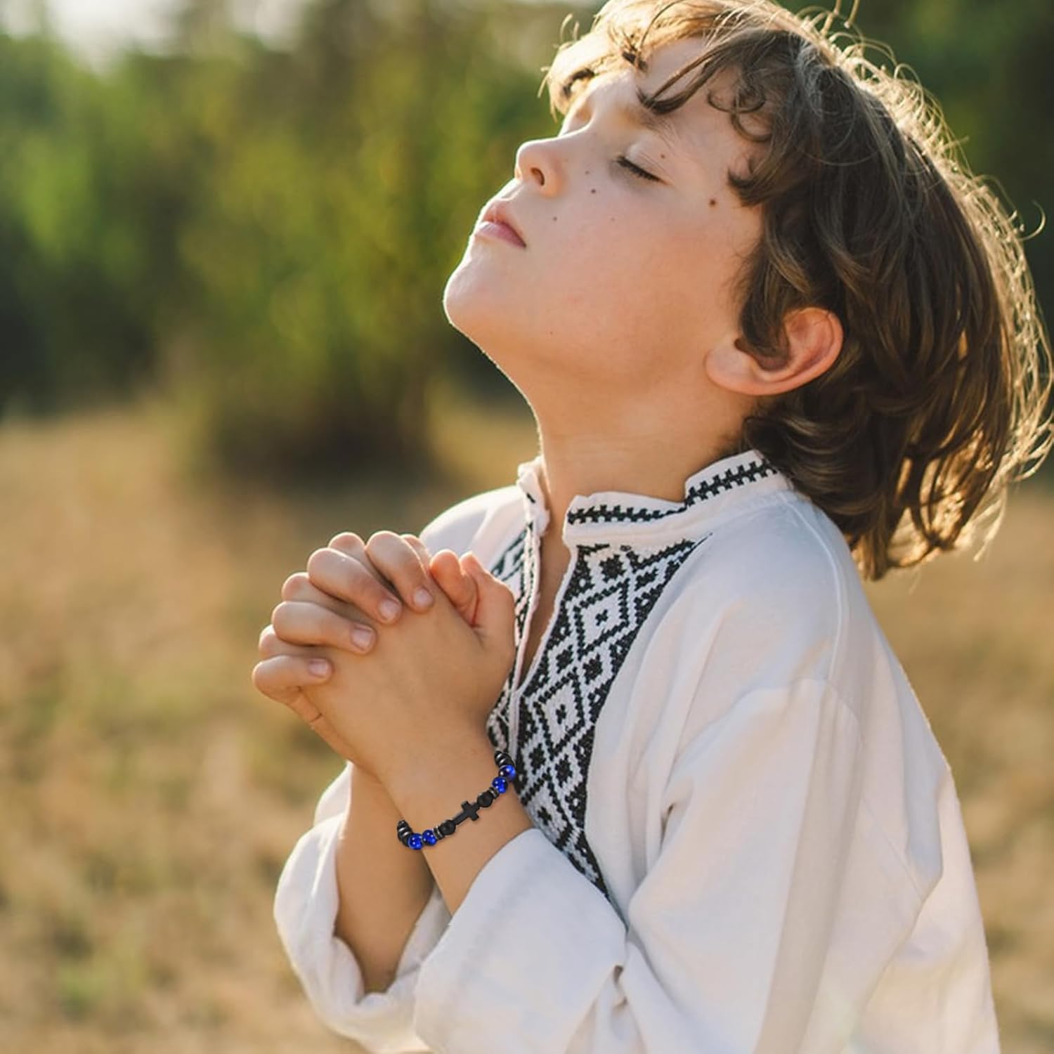 Cross Bracelet Gifts for Men Him Son Grandson Nephew Brother Friend Tiger Eye Natural Stone Bracelet Christmas Easter Baptism Graduation Gift - Image 7
