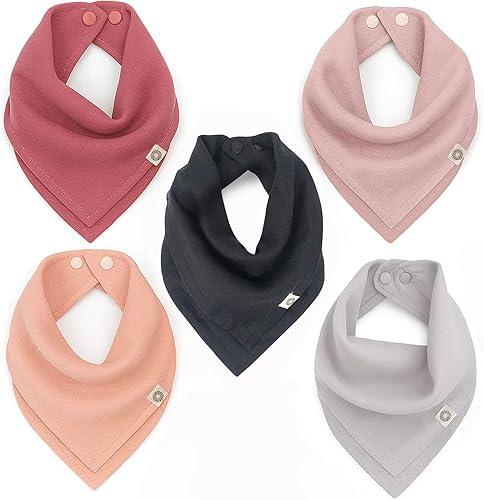 Miniatura 11 de Kishu Baby Indi GOTS - Juego de baberos de muselina orgánica para bebé, juego de baberos reversibles de 4 vías