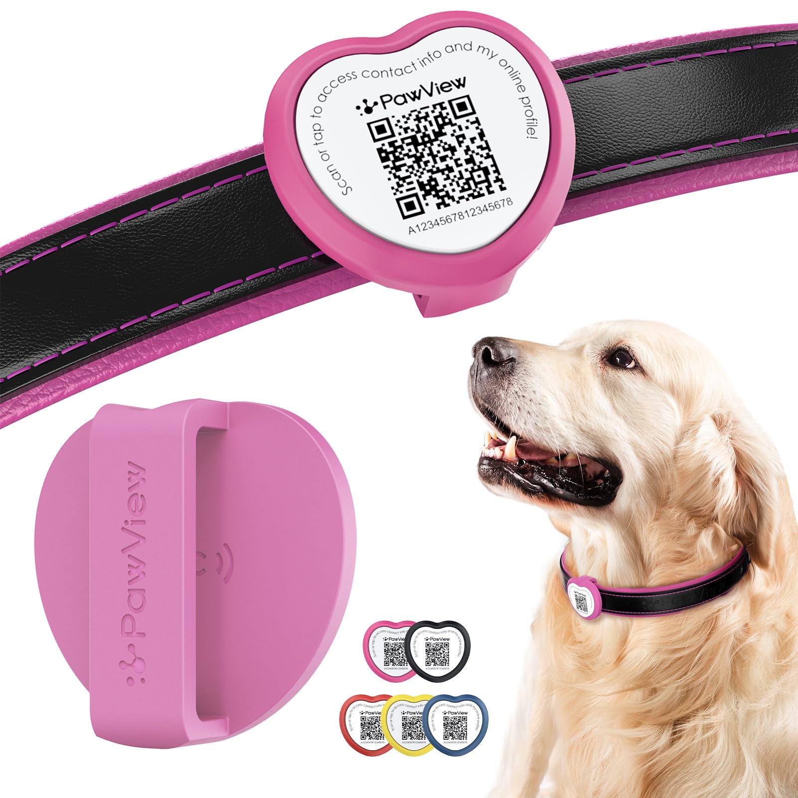 PawView Personalisierte Silikon Hundemarke qr code & NFC-wasserdichte, geräuschlose Für kleine, mittelgroße und große Hunderassen mit Online-Profil,Gegen Verlust,Finder Scannt ohne App DE