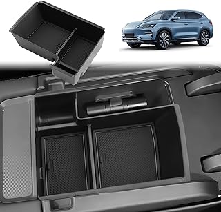 GAFAT Compatible avec BYD Seal U DM-i 2026 2025 2024 Boîte de Rangement Console Centrale, Seal U DMi EV Organiseur Accoudoir avec Tapis Caoutchouc, 2025 Seal U DMi Accessoires [avec Marteau d'Urgence]