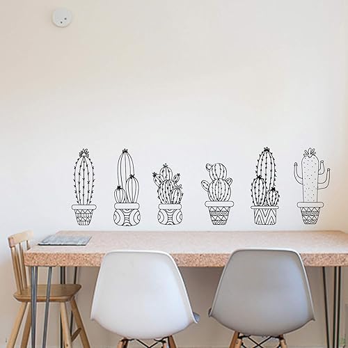 Miniatura 4 de Juego de 6 calcomanías de vinilo para pared, plantas de cactus, de 11 a 7 pulgadas cada una, decoración moderna para el hogar, sala de estar,