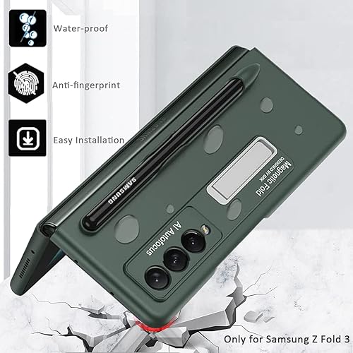 Miniatura 6 de Miimall Funda compatible con Samsung Galaxy Z Fold 3 con soporte para bolígrafo, soporte plegable delgado, anticaídas, a prueba de golpes, para