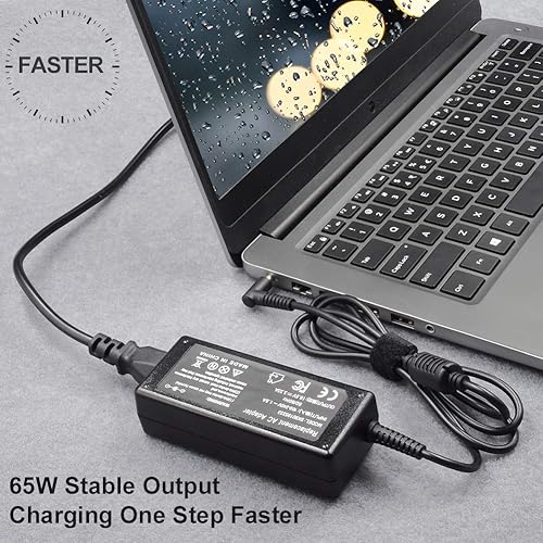 Miniatura 7 de Cargador redondo de punta azul de 65 W y 45 W, compatible con HP Chromebook Laptop 11 14 G3 G4 X360, Pavilion x360 14 15 17, Envy 13 15 X360 ProBook