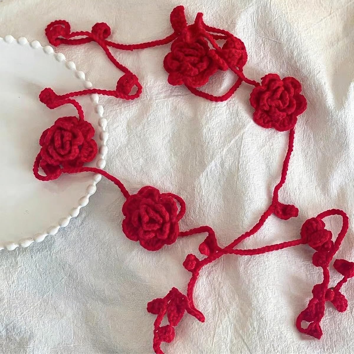 Boho Cotton Rose Braided Waist Belt Rope for Women