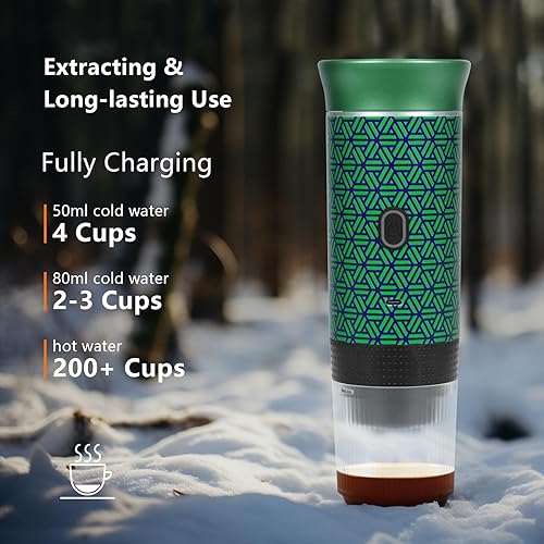 Miniatura 3 de Cafetera de regalo para campamento, máquina de café eléctrico portátil a pilas, cafetera recargable, autocalentadora, cápsula de café molido para