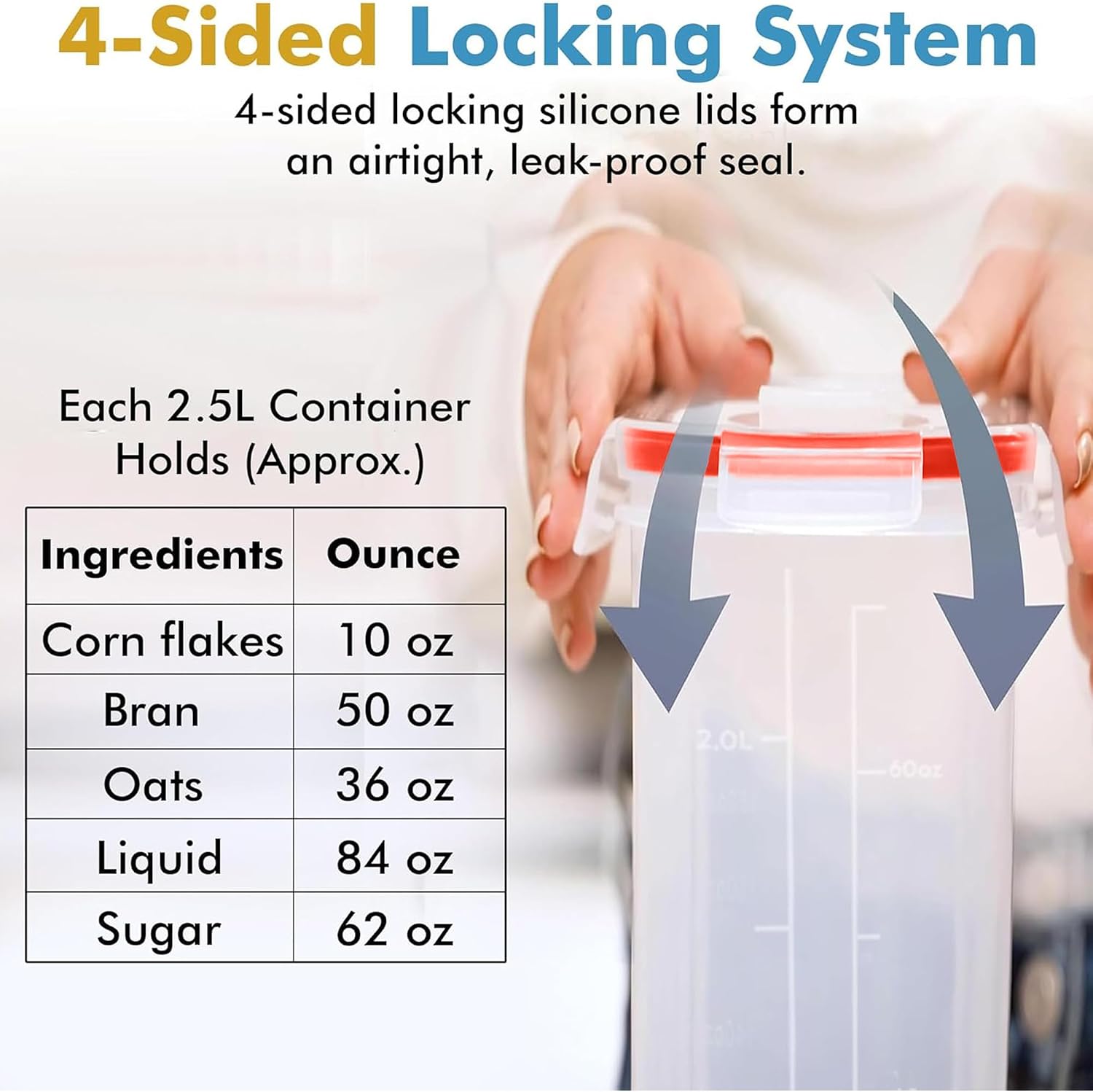 Shazo 2 PC (2.5L / 15.4 Oz) Small Airtight Cereal Containers with Lids image 5