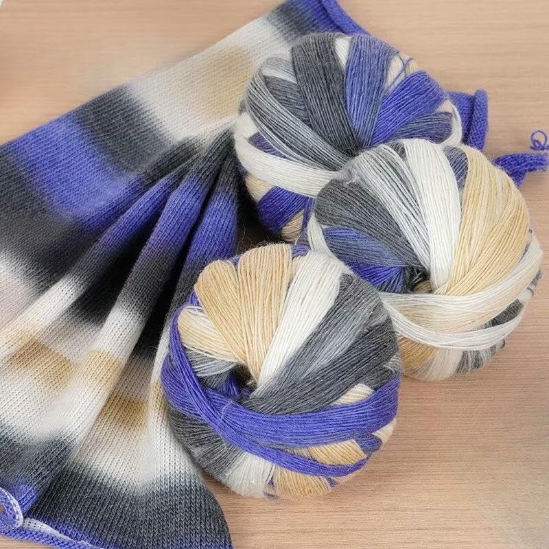 Hilo de Lana Degradado 6x100g, para Tejer a Mano, para chales, Bufandas, Gorros y cárdigans de Crochet