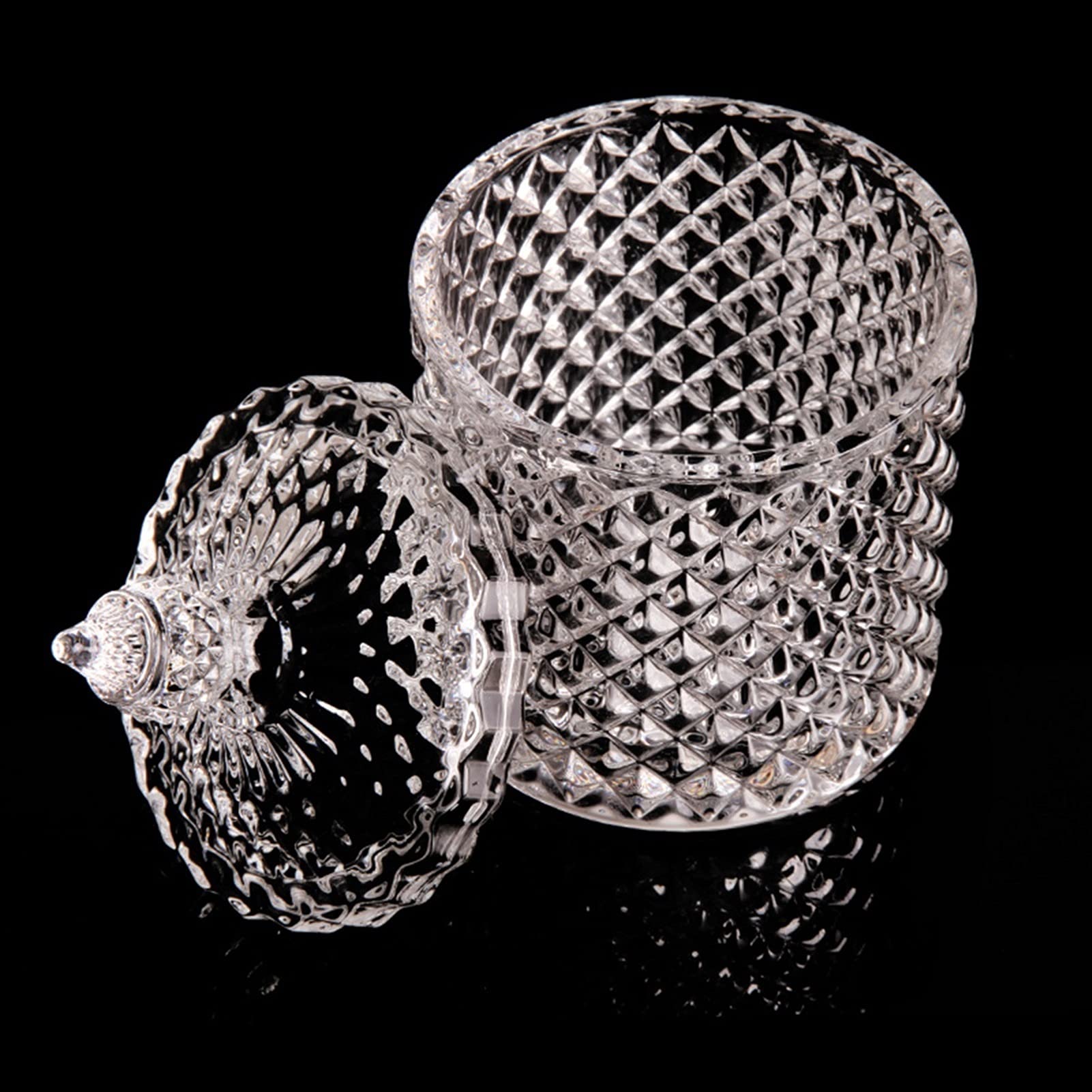 Sucrier avec Couvercle sucrier sucrier en Verre Vintage avec Couvercle, Pot en Verre à Relief tridimensionnel rétro européen Pot à Bonbons Pot d'assaisonnement avec Couvercle