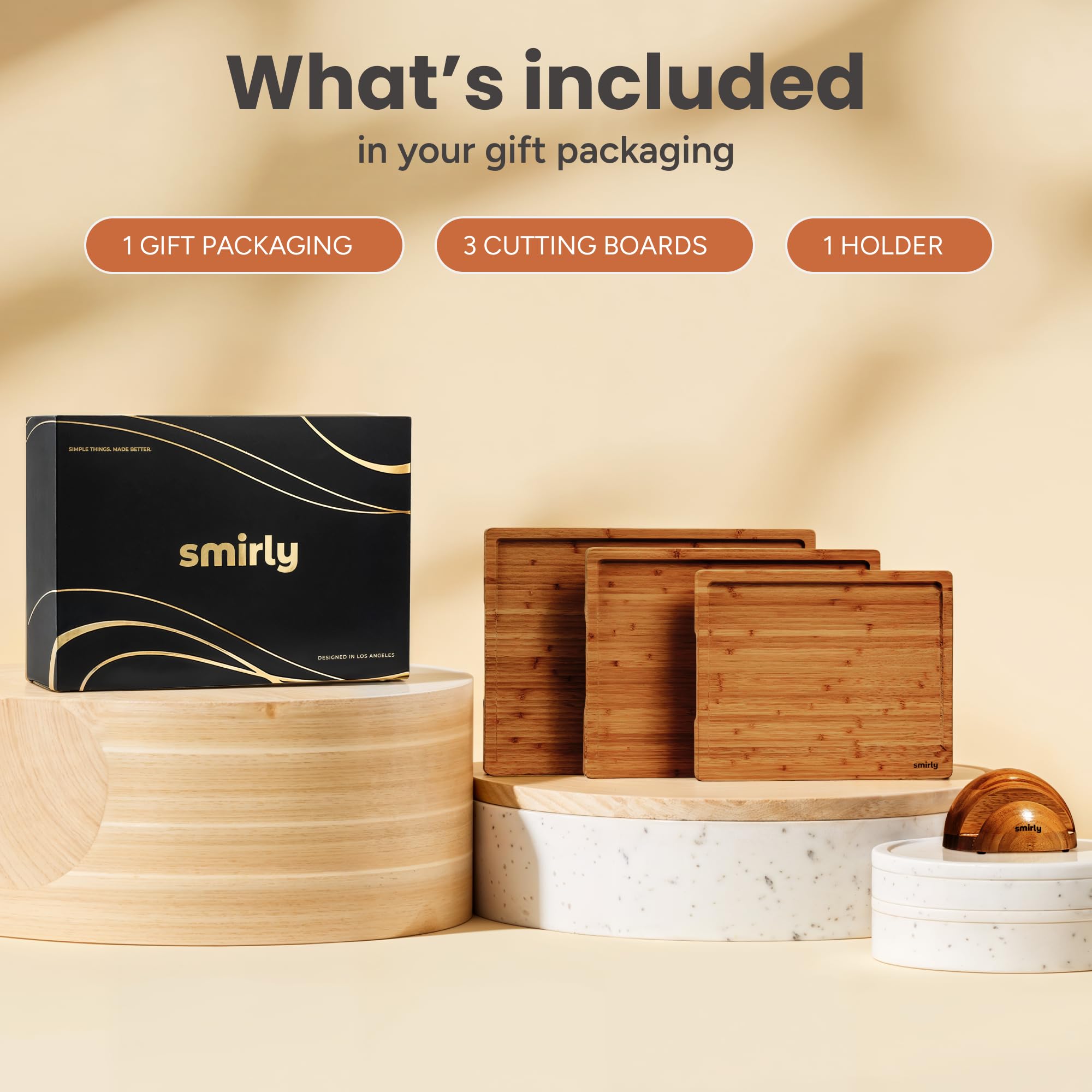SMIRLY Tablas de cortar de madera para cocina, juego de tablas de cortar de bambú con soporte, juego de tablas de cortar de madera, tabla de cortar de madera, juego de tablas de cortar de madera