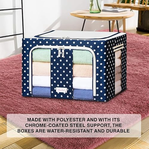 Miniatura 7 de Blushbees Cajas de almacenamiento plegables de tela Oxford para ropa, colchas, lino con soportes de metal (paquete de 4 cajas, tamaño pequeño de 20