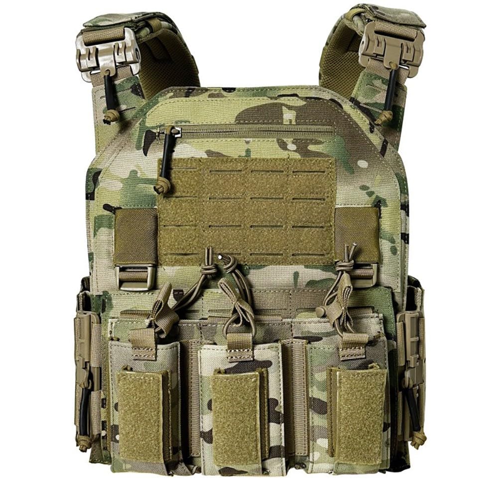 Chaleco MOLLE Ajustable,Chaleco Portaequipaje Ligero Nylon con Múltiples Bolsillos Chaleco Transpirable para Senderismo Camping Entrenamiento Y Actividades Al Aire Libre