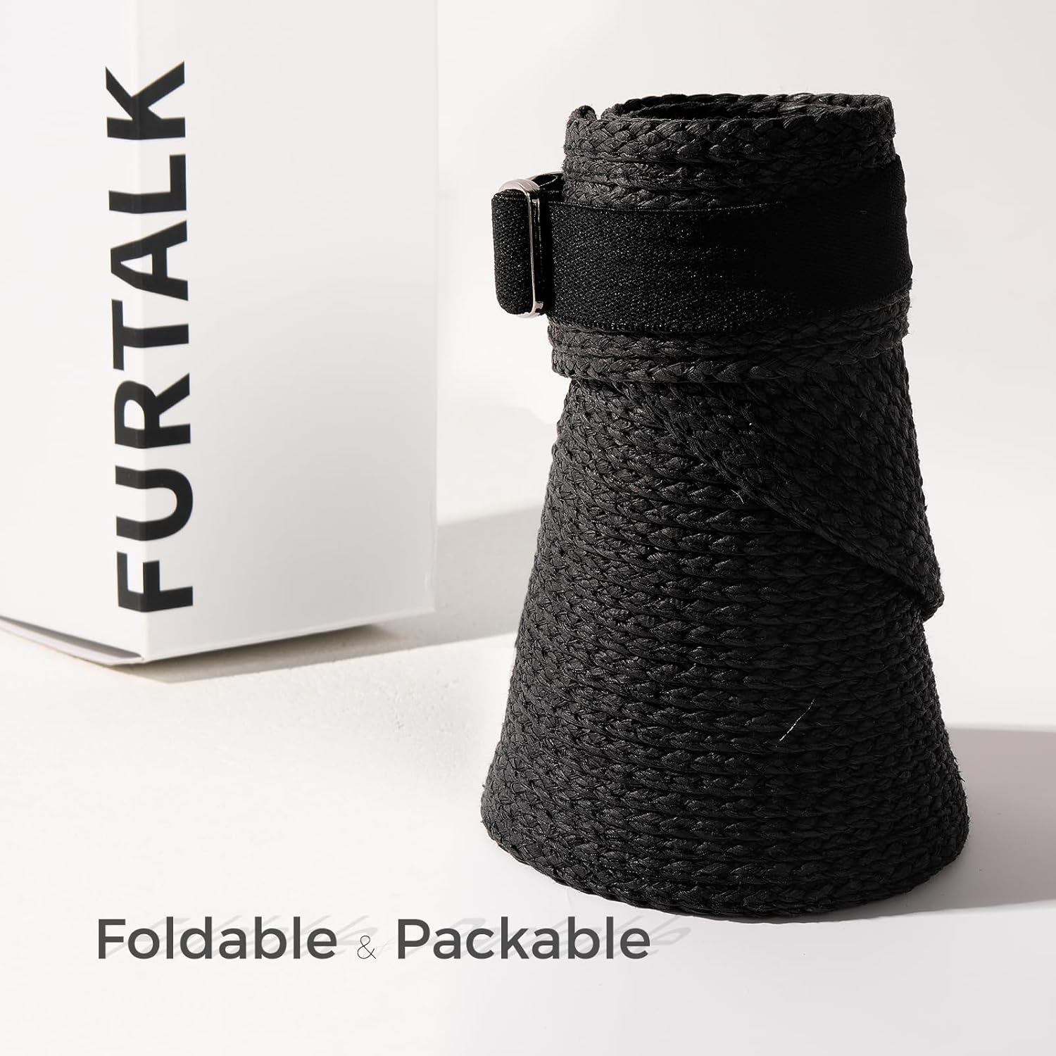 FURTALK Sun Visor Hats for Women Wide Brim Straw Visors Womens Foldable Beach Visors Summer Packable Ponytail Beach Hat - Image 4