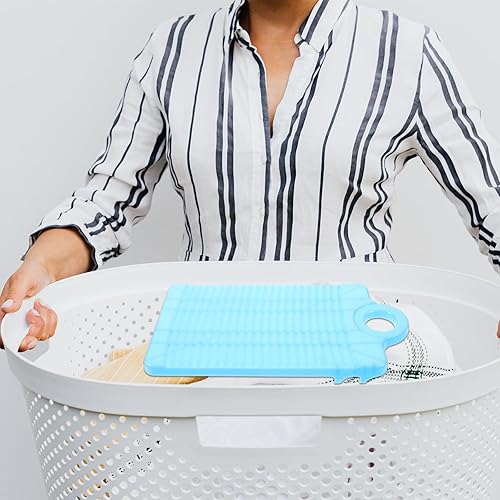 Miniatura 4 de DOITOOL Mini tabla de lavado de plástico, tabla de lavar a mano para lavar ropa, pequeña tabla de lavado para niños, camisas limpias, color lima
