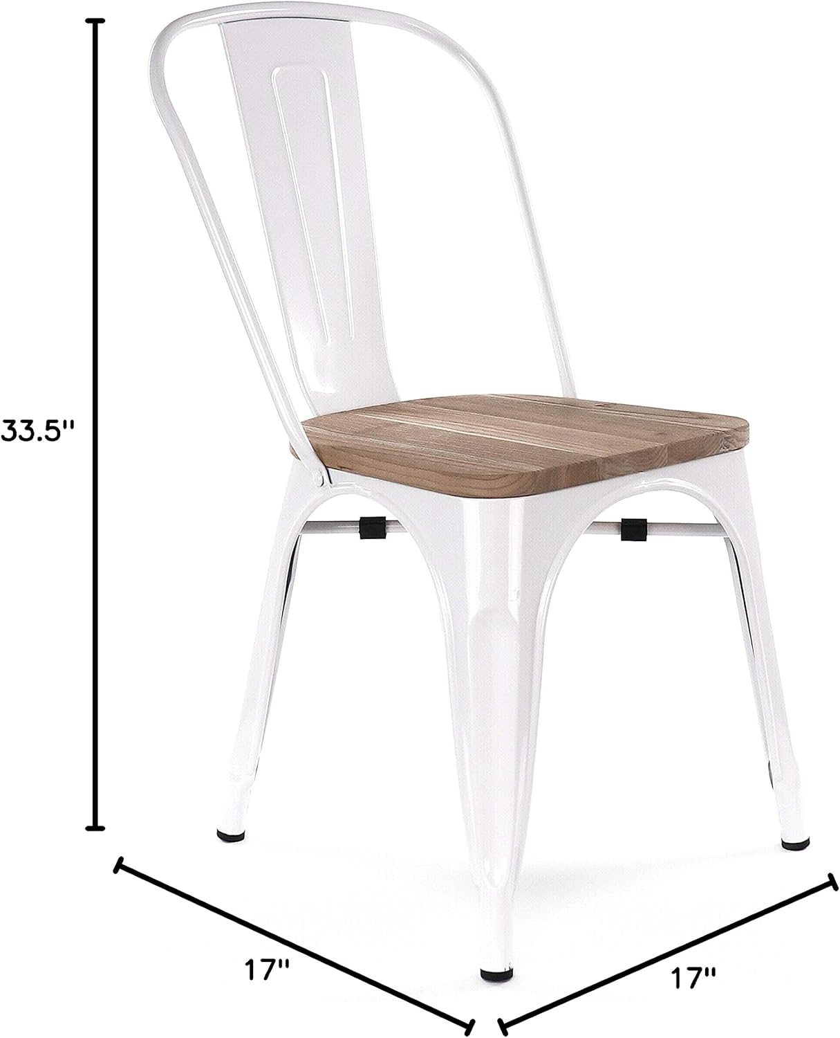 Stackable Dining Chairs, Set of 4, White Light Wood