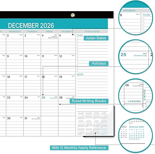 Miniatura 5 de Calendario de escritorio 2026 – Calendario 2026 de enero a diciembre de 2026, calendario mensual de 12 meses 2026 con bloques a rayas para