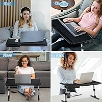 Vista 6 de Escritorio para cama para laptop, bandeja de mesa ajustable de cuero XL, escritorio plegable para laptop para cama, sofá, sofá, escritura