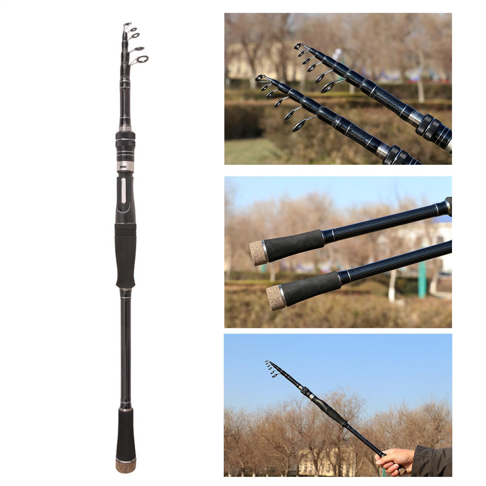 Canna da pesca telescopica, canna da pesca in fibra, compatta da viaggio, impugnatura leggera in EVA, strumento di lancio durevole, canna da pesca d'acqua dolce e salata per spigola, trota, pesce