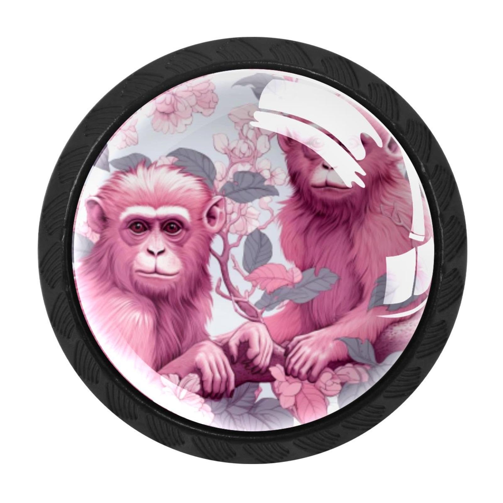 Chenzzzz Multicolored 09 4 Pack Black Cabinet Pulls Pink Monkey Orangutan Kitchen Cabinet Handles For Bathroom Drawer Pulls Dresser Knobs