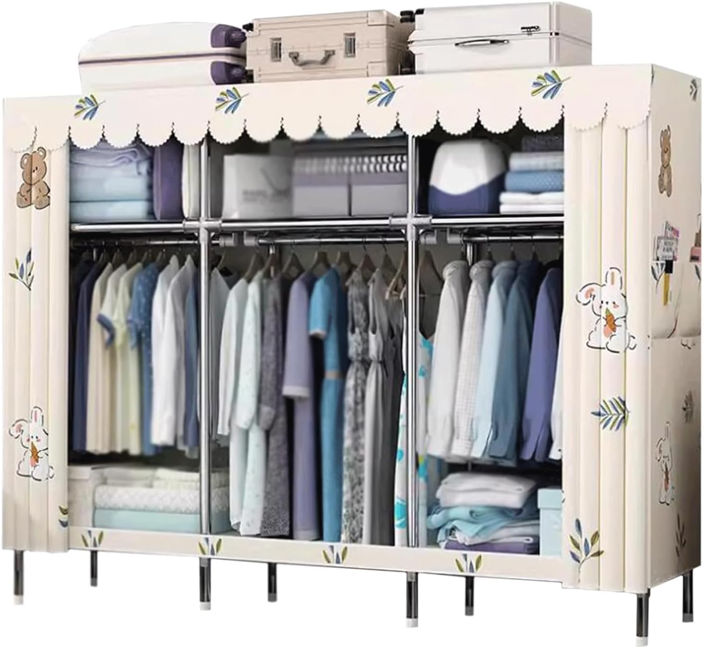 Portable Closet Detachable Closets Aluminum Alloy Frame Wardrobe Closet Foldable Wardrobe Portable Closets for Bedroom Cloth Clothes Closet Spacious